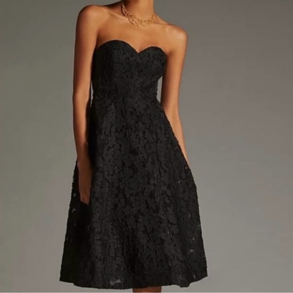 Anthropologie Black Lace Strapless Midi Dress - Picture 5 of 5